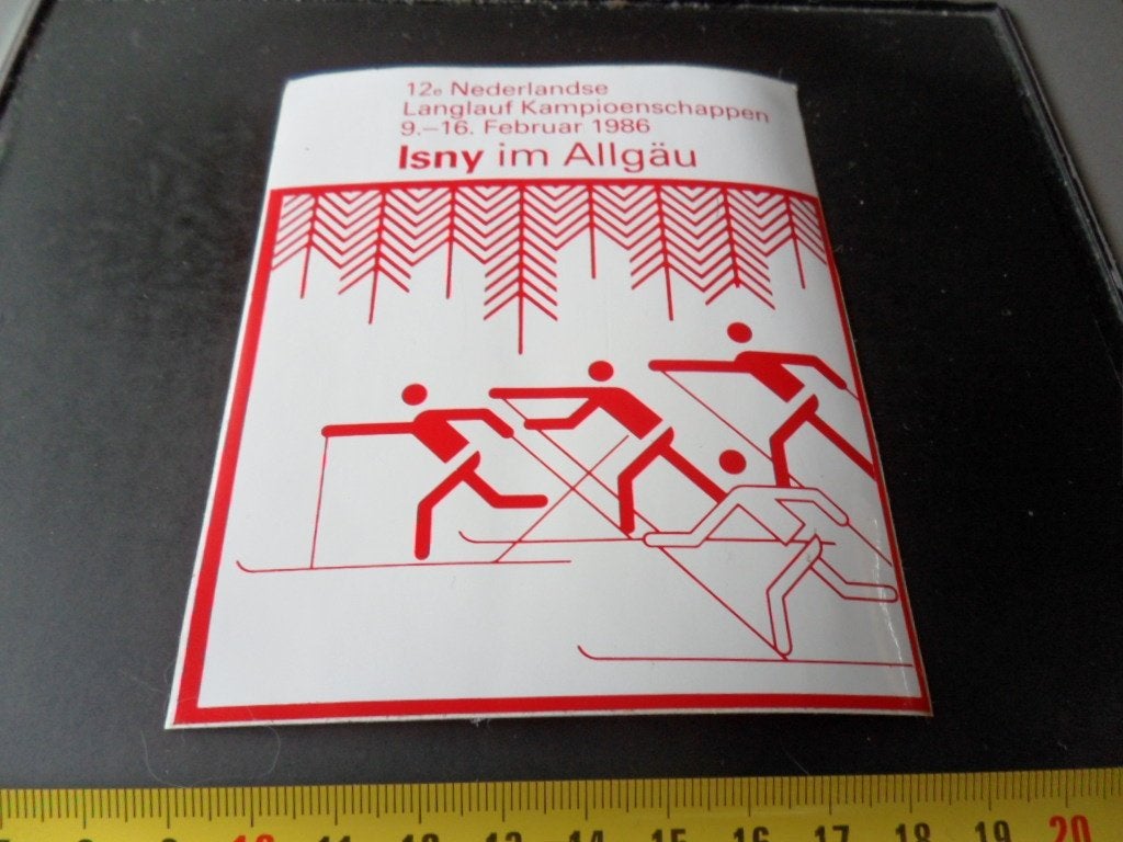 sticker 12e Nederlandse Langlauf Kampioenschappen 1986 Isny, Ophalen, Zo goed als nieuw