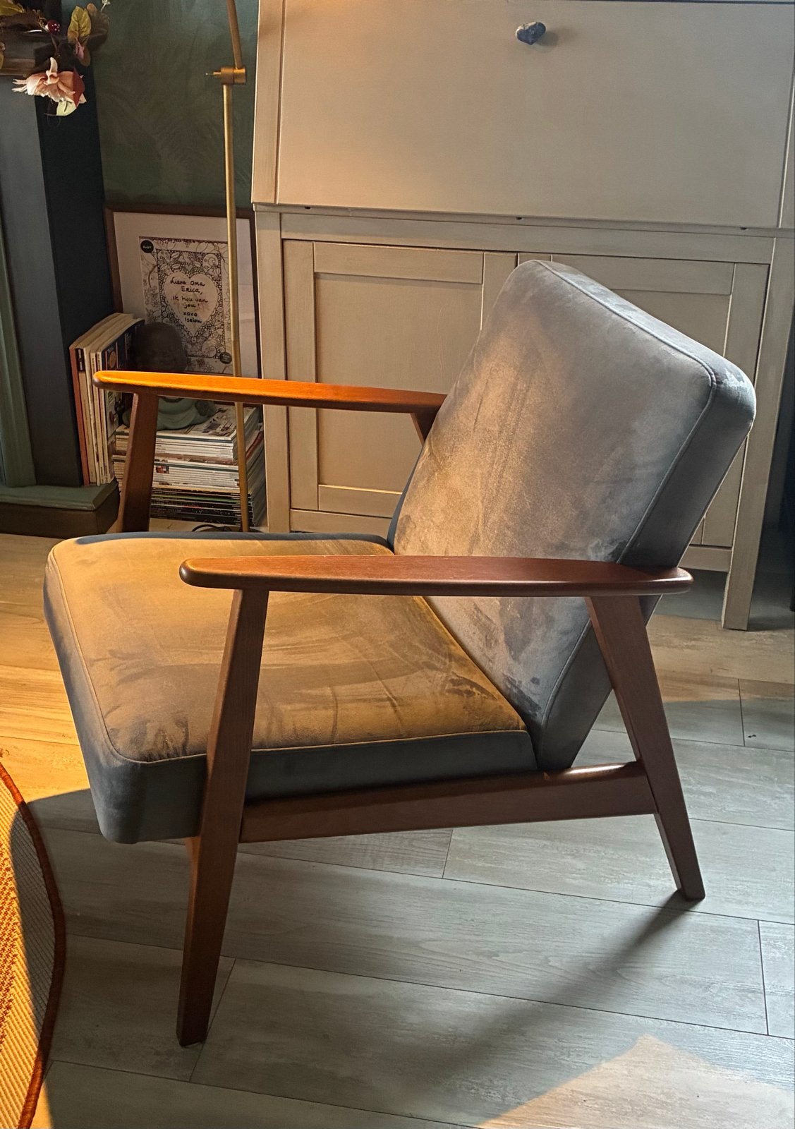 IKEA Ekenäset Fauteuil - Grijs met Houten Frame, Ophalen, Gebruikt, Hout, Eén