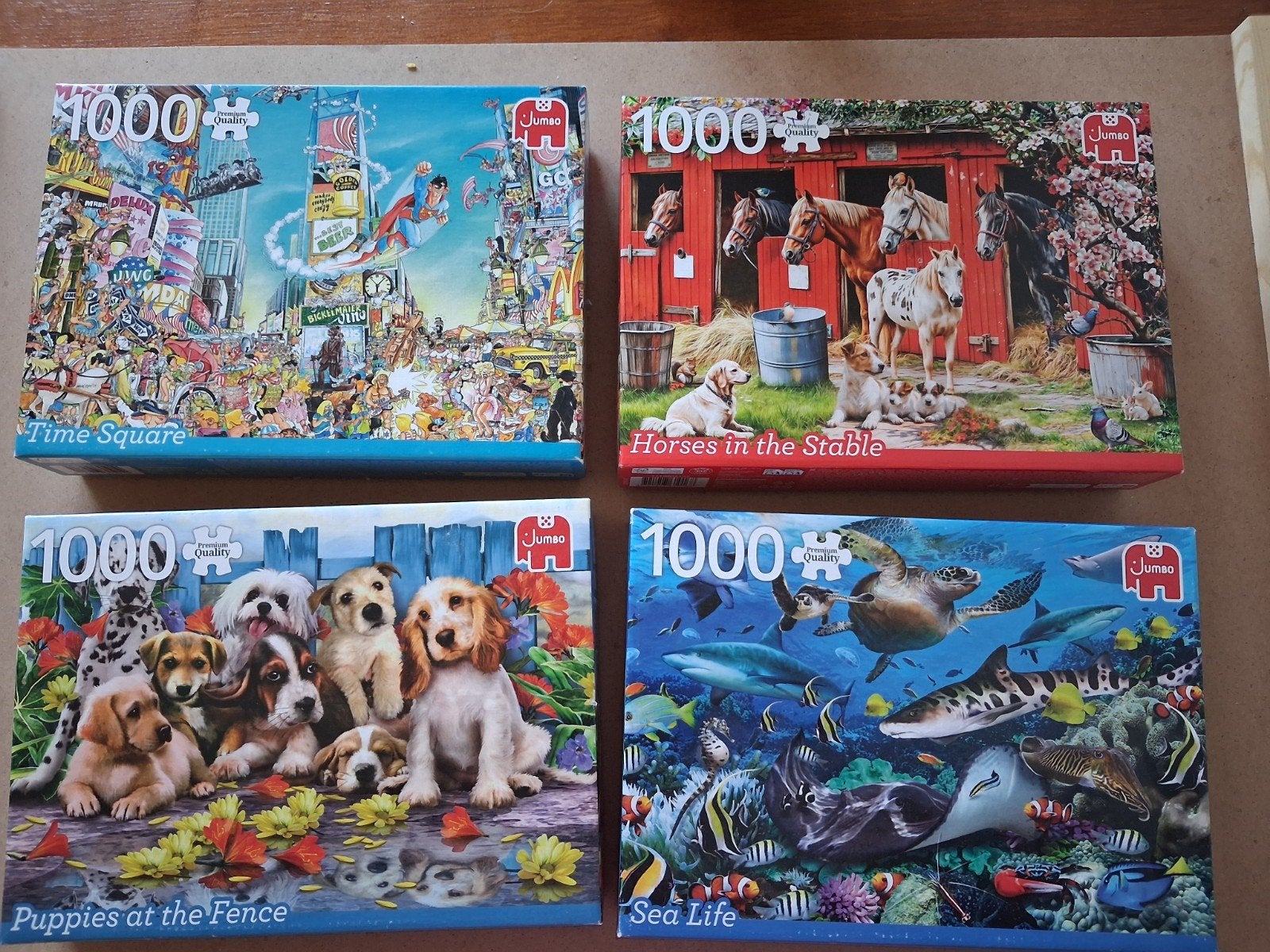 4 st. quality puzzles 1000stuks compleet, Ophalen of Verzenden, 500 t/m 1500 stukjes, Zo goed als nieuw