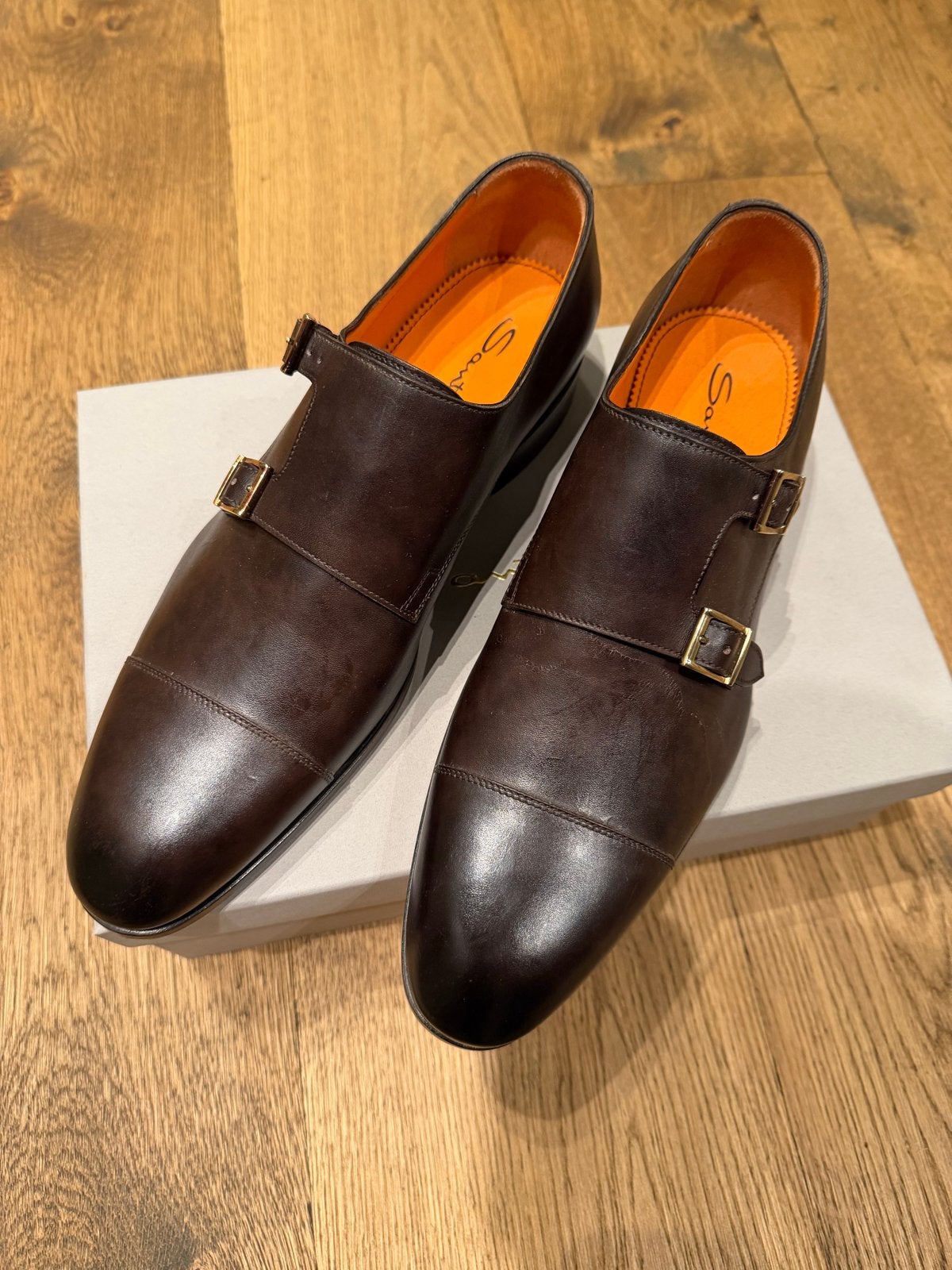 Nieuwe Santoni Double Monk Schoenen Donkerbruin Maat 43, Bruin, Verzenden, Nieuw, Gespschoenen