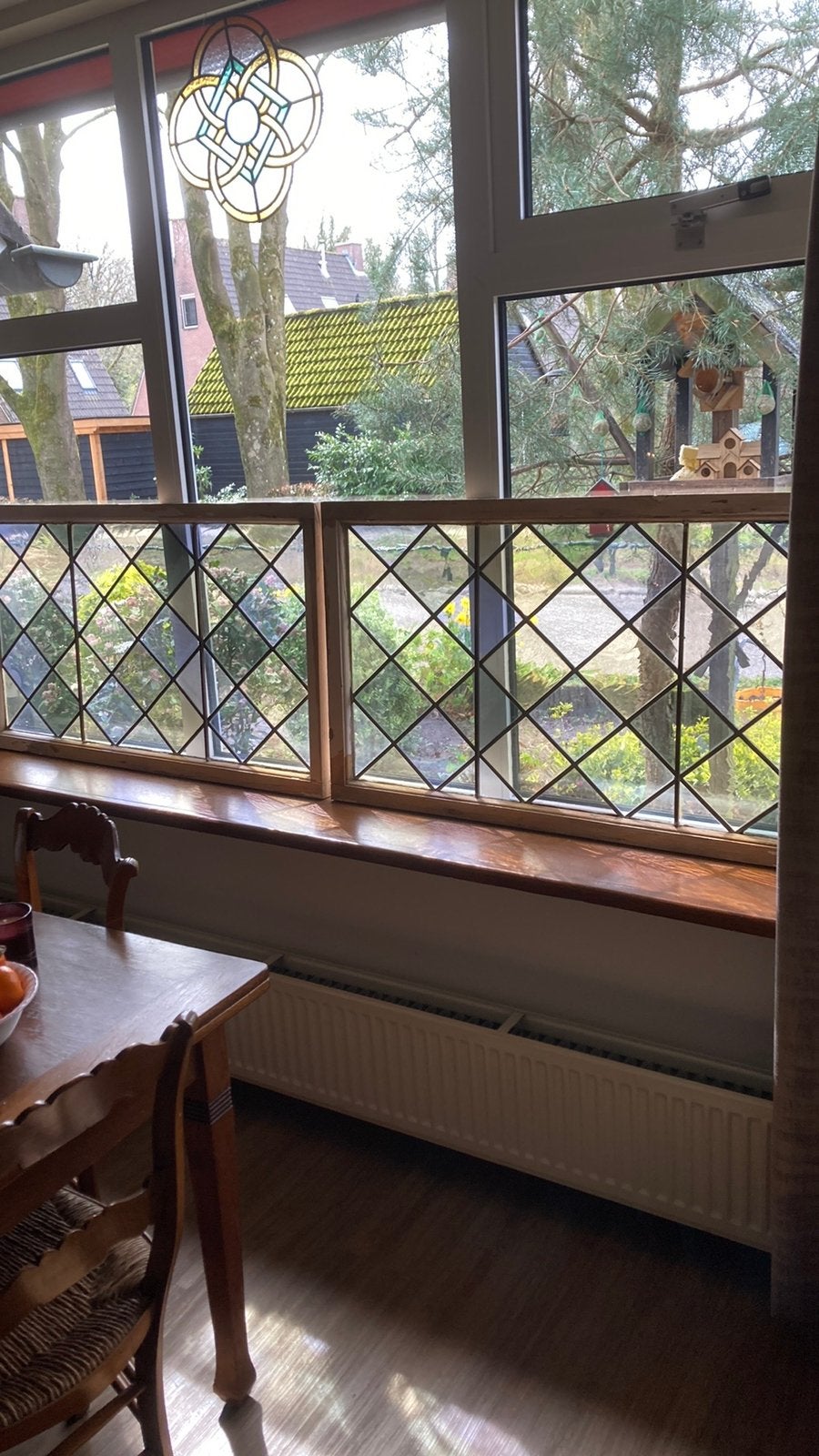 Vier identieke antieke glas in lood ramen, Antiek en Kunst, Curiosa en Brocante, Ophalen