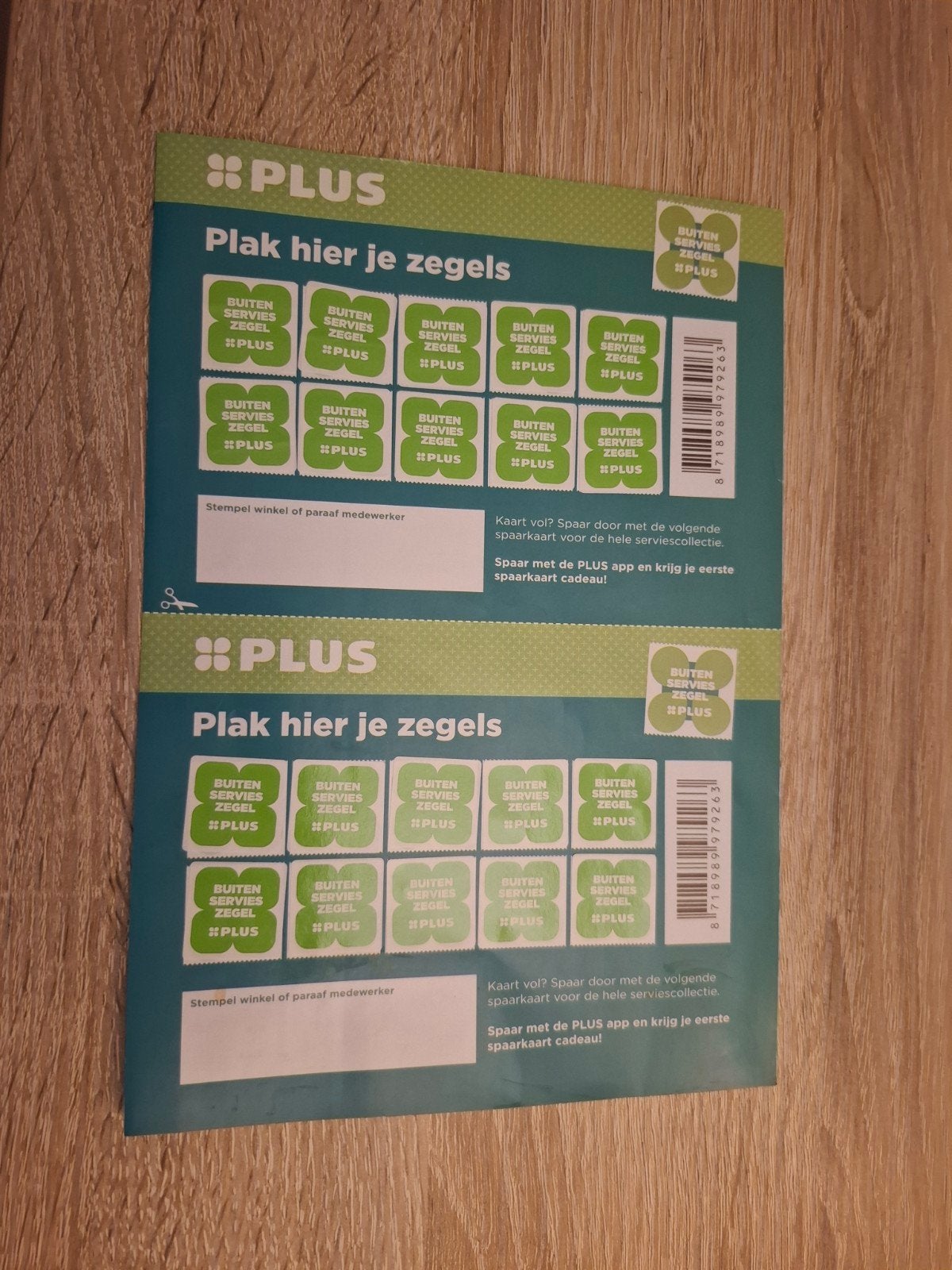 2 volle spaarkaarten Plus buitenservies, Verzamelen, Supermarktacties, Plus, Ophalen of Verzenden