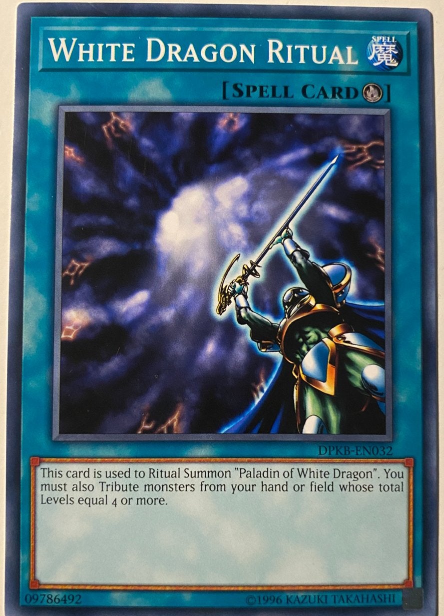 Yu-Gi-Oh! White Dragon Ritual DPKB 1996 Print !, Ophalen of Verzenden, Zo goed als nieuw, Losse kaart