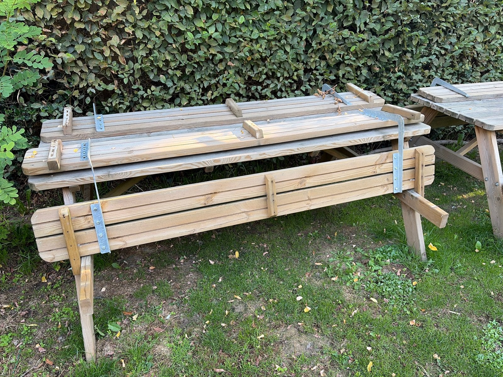 Houten picknicktafel - Gebruikt maar in goede staat, Ophalen of Verzenden, Gebruikt, Rechthoekig, Hout