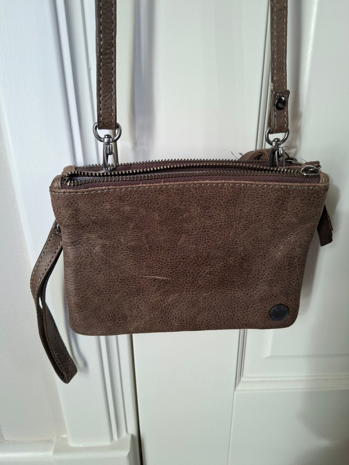 Merrel by Frederiek Leren Tasje met Dubbele Rits - Nieuw, Verzenden, Nieuw, Beige, Schoudertasje