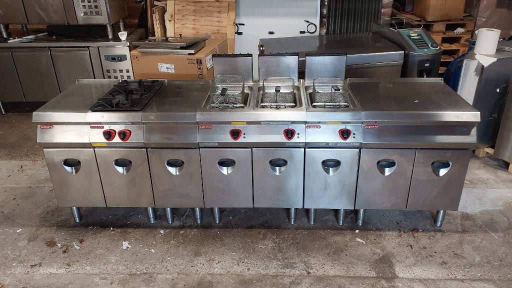 Gas frituur en gasstel / Kooklijn Angelopo, Ophalen, Fornuis, Frituur en Grillen, Gebruikt, +39 059 639411