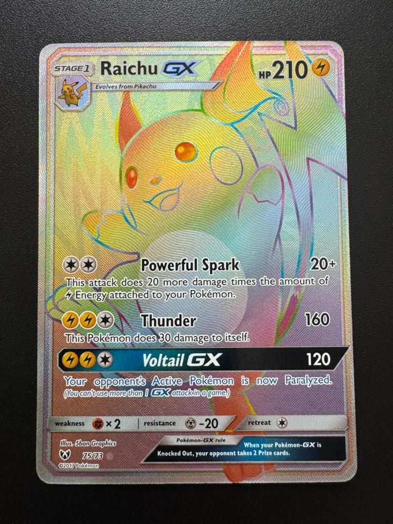 Raichu GX (SLG 75) Shining Legends // Near Mint++, Ophalen of Verzenden, Nieuw, Losse kaart, Foil