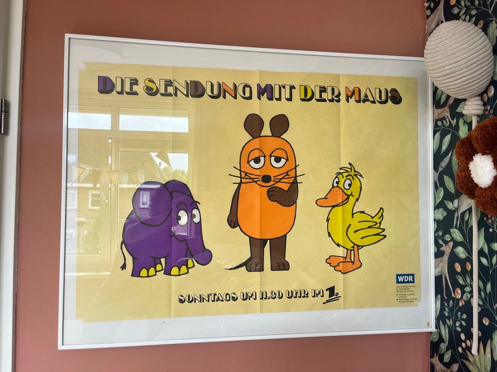 Vintage Die Sendung mit der Maus poster, Verzamelen, Gebruikt, Met lijst, Rechthoekig Liggend, Ophalen of Verzenden
