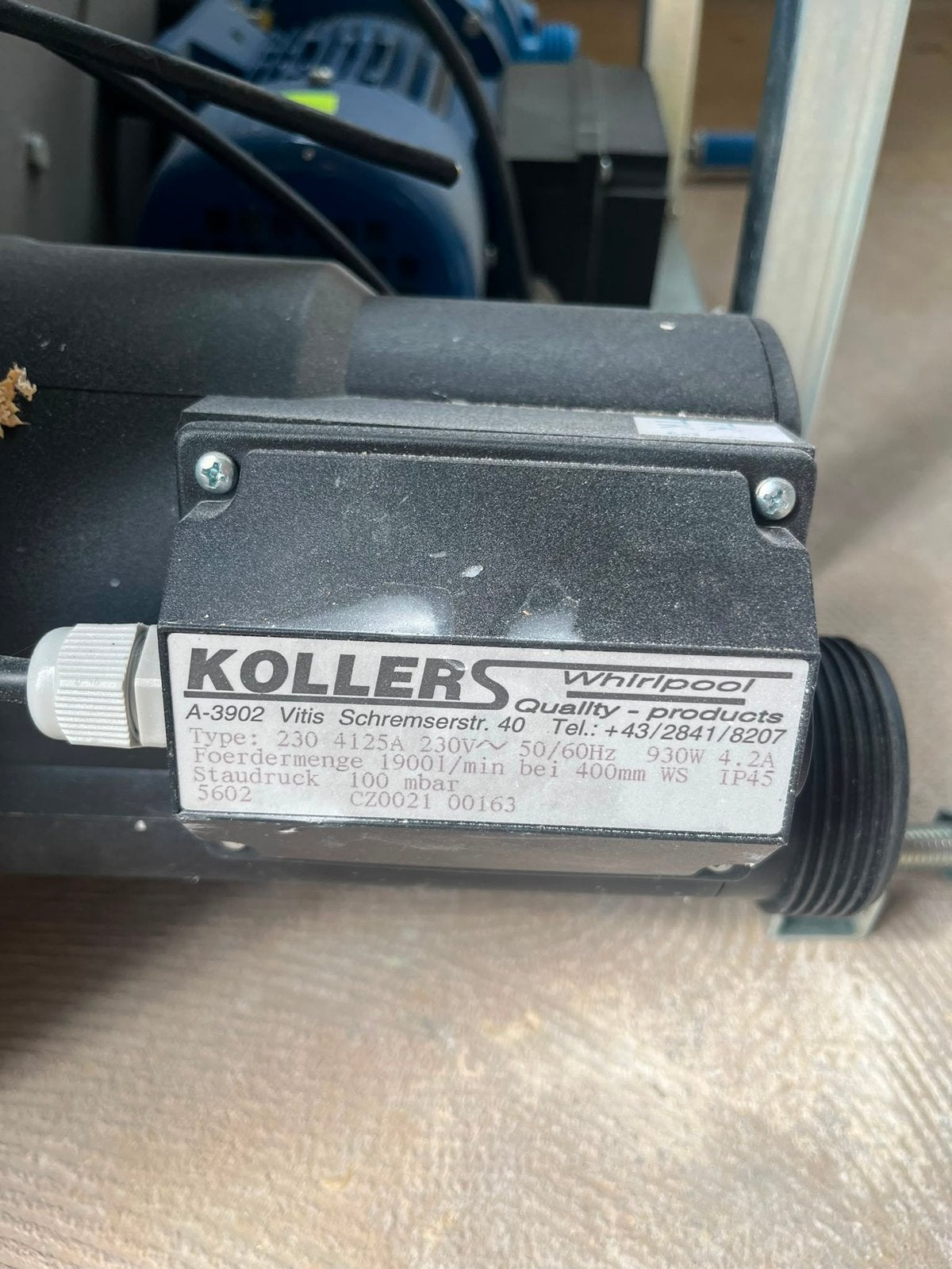 Kollers Whirlpool Pomp - 930W, 230V, 50/60Hz, Doe-het-zelf en Verbouw, Compressors, Ophalen, Gebruikt, Minder dan 200 liter/min
