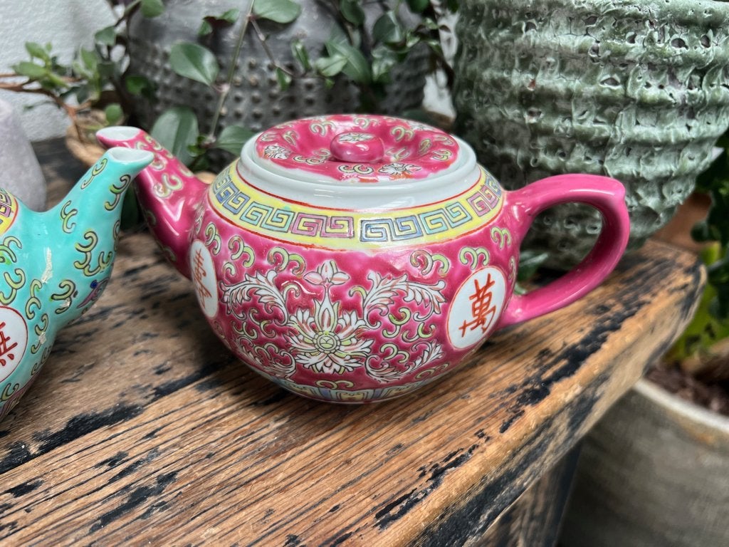 Chinese porselein theepot Chinees roze Asian, Huis en Inrichting, Verburgt Vintage, Overige merken, Overige typen, Ophalen of Verzenden