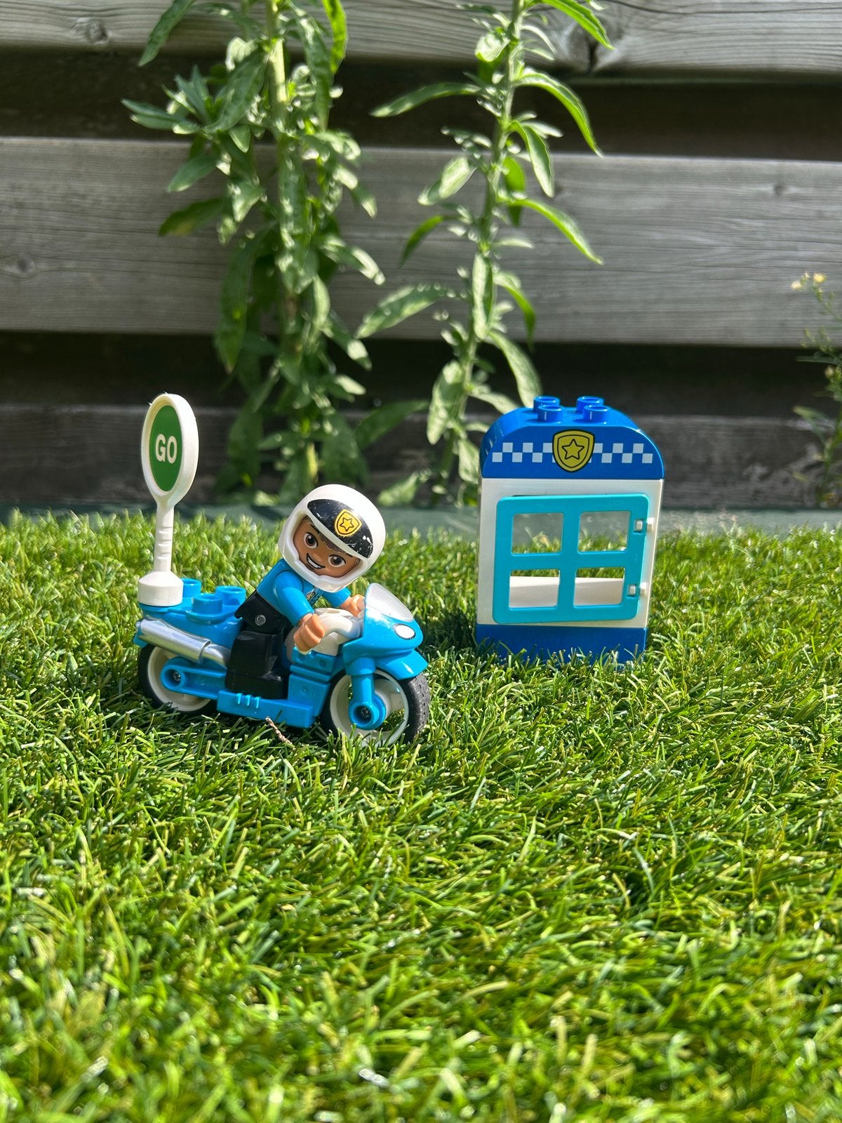 LEGO Duplo Politie Motor met Agent en Politiebureau, Ophalen of Verzenden, Gebruikt, Overige merken
