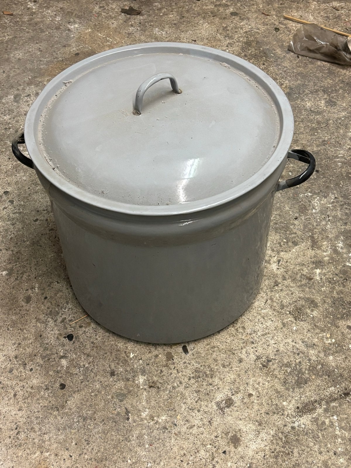 Grote emaille weckpan met deksel - Grijs, Ophalen, Gebruikt, Met deksel, Kookpan