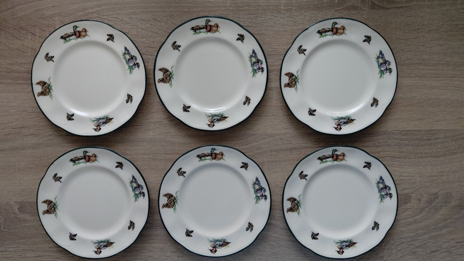 6 gebakbordjes Johnson Bros Brookshire (eenden), nieuwstaat, Ophalen of Verzenden, Zo goed als nieuw, Aardewerk, Overige stijlen