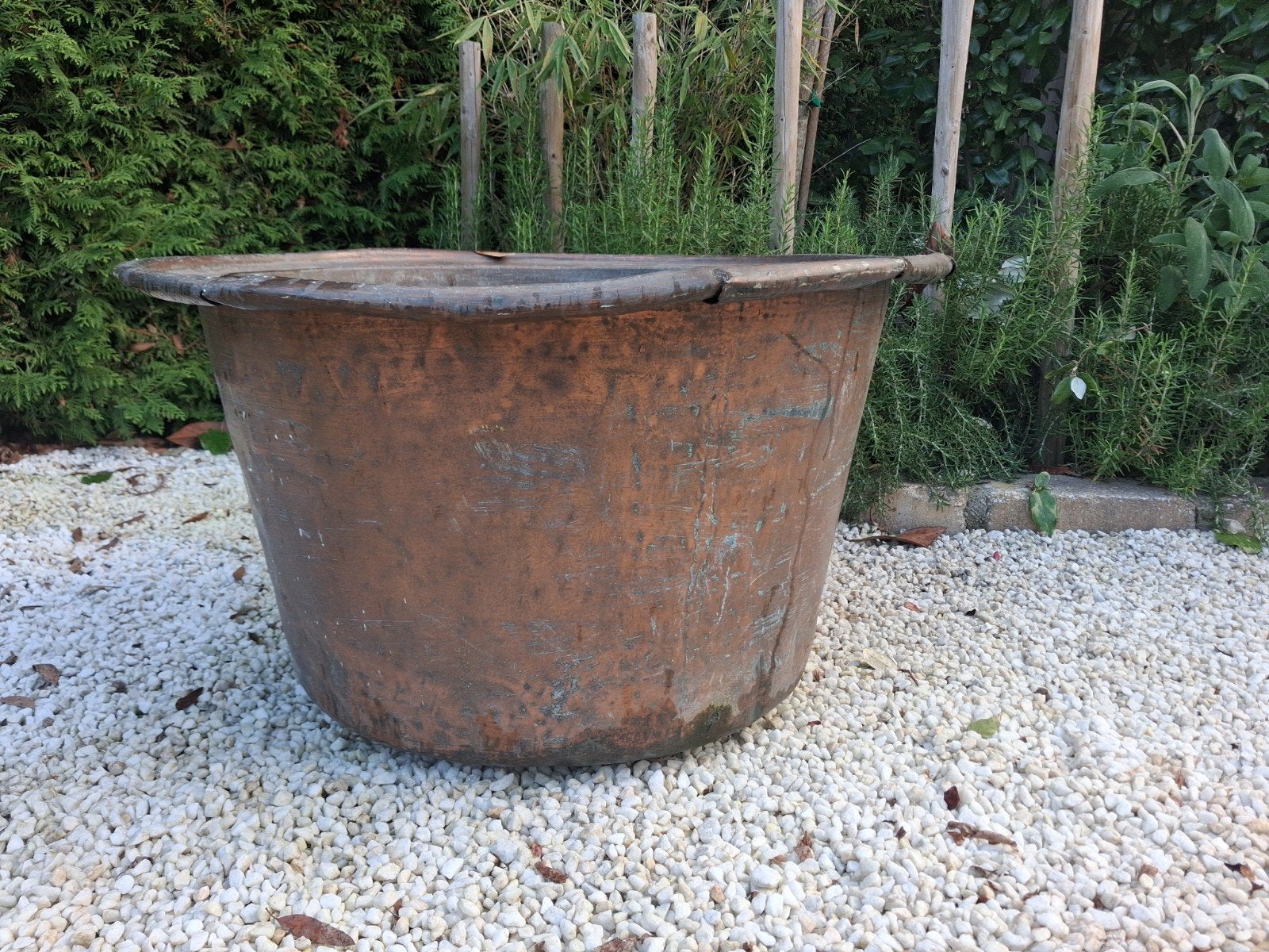 grote! koperen grote ketel pot bloembak, Gebruikt, Rond, Ophalen of Verzenden, 60 tot 100 cm