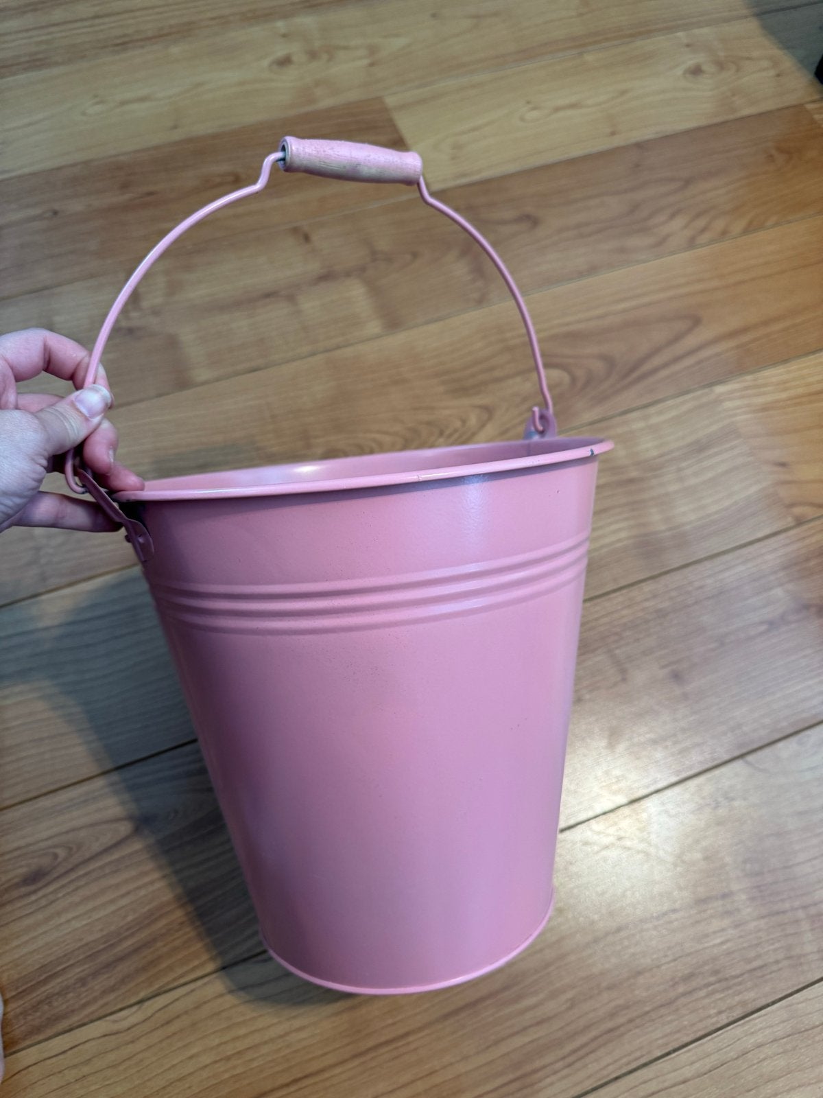 Roze zinken emmer - Decoratieve emmer met handgreep, Ophalen of Verzenden, Gebruikt, Zink, Met handgreep