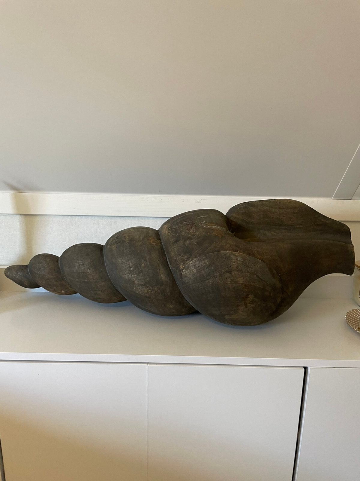 Massief Houten XL schelp - HOFFZ Interior - 2008-2012, 26 cm, Hout, Gemerkt, Object