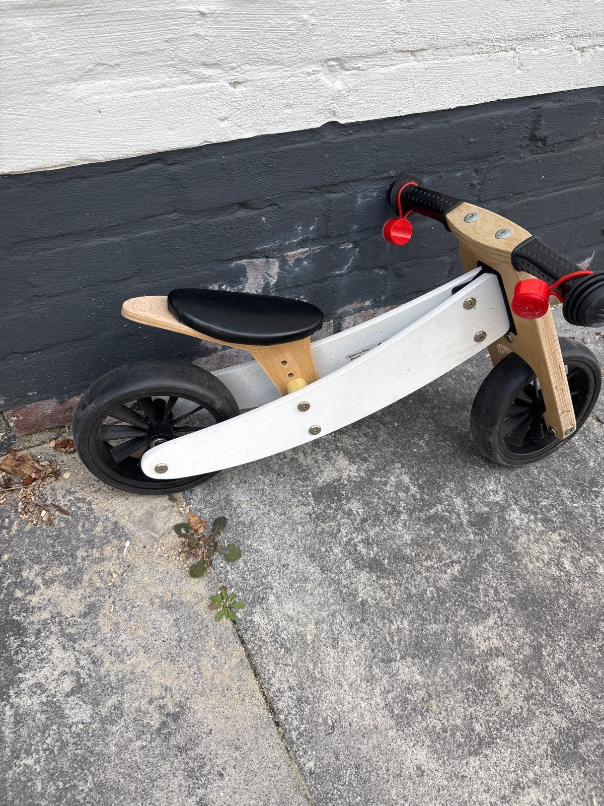 Houten loopfiets 2-in-1: tweewieler en driewieler, Ophalen of Verzenden, Gebruikt, Minder dan 16 inch