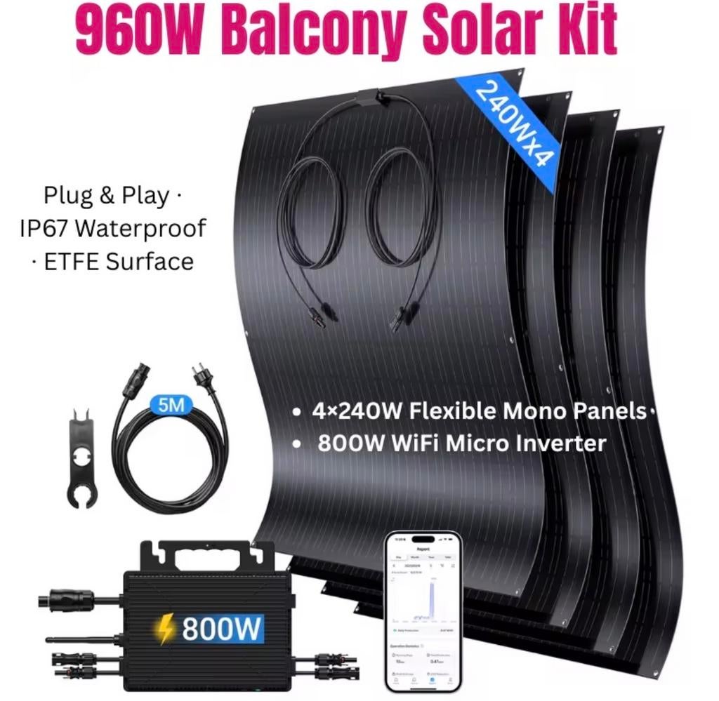 960W Zonnepaneel Set + 800W Omvormer Plug & Play, Verzenden, Nieuw