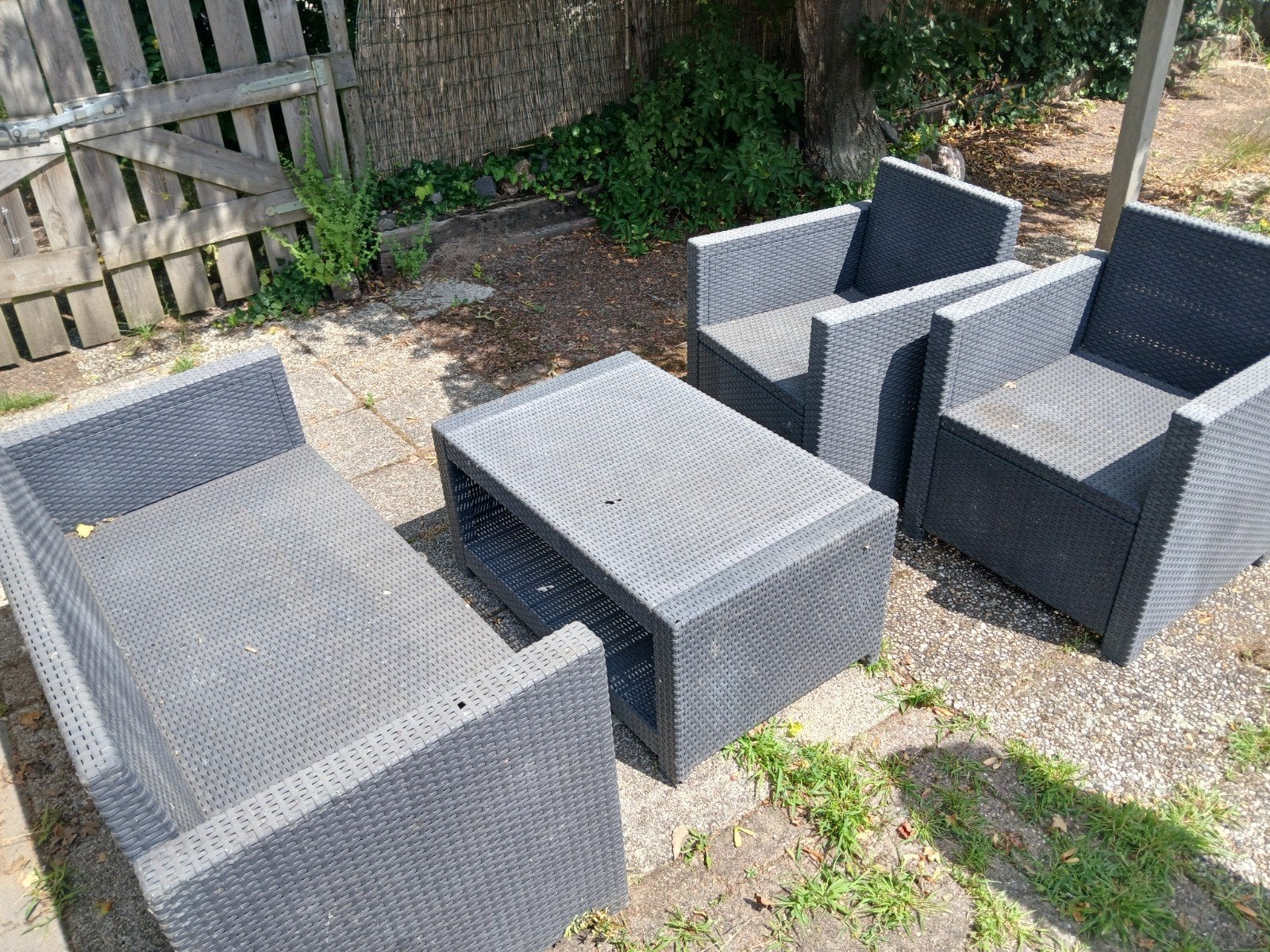 Loungeset tuin, Ophalen, 4 zitplaatsen, Kunststof, Gebruikt