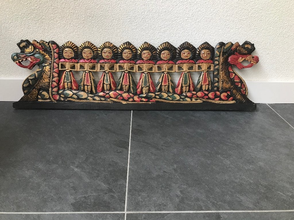 Balinese trouwstoet wandpaneel houtsnijwerk indonesie draak, Hout, Meerkleurig, Ophalen of Verzenden, Schipluidenlaan 20 5035KJ Tilburg