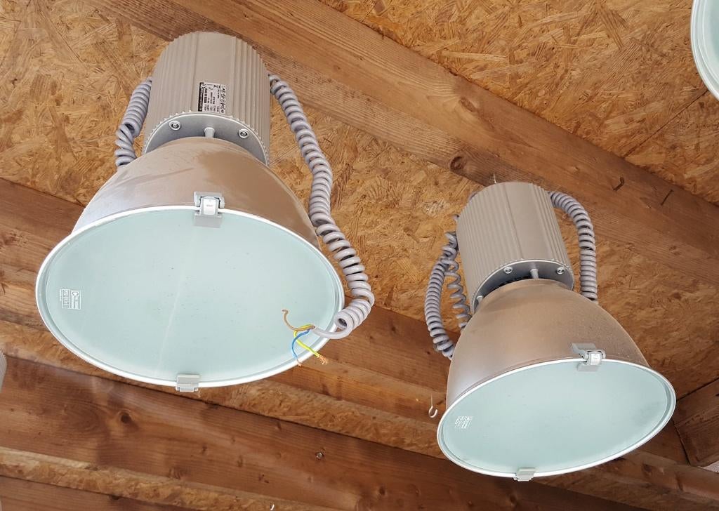 Industrielamp, Huis en Inrichting, Lampen | Hanglampen, Ophalen, Gebruikt, Glas, Minder dan 50 cm