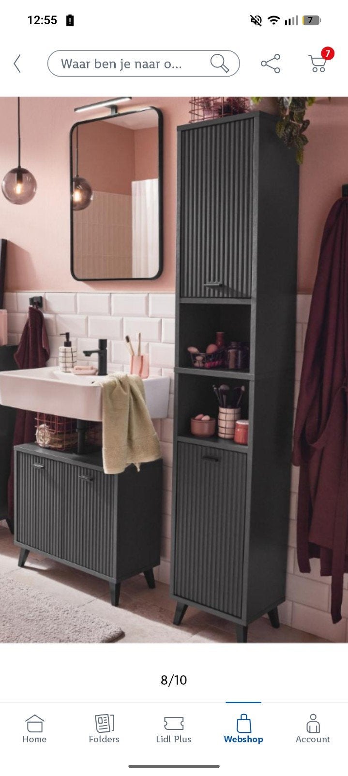 Hoge badkamerkast - donkergrijs, Lidl, Huis en Inrichting, Badkamer | Badkamermeubels, Ophalen, (Half)hoge kast, Minder dan 50 cm