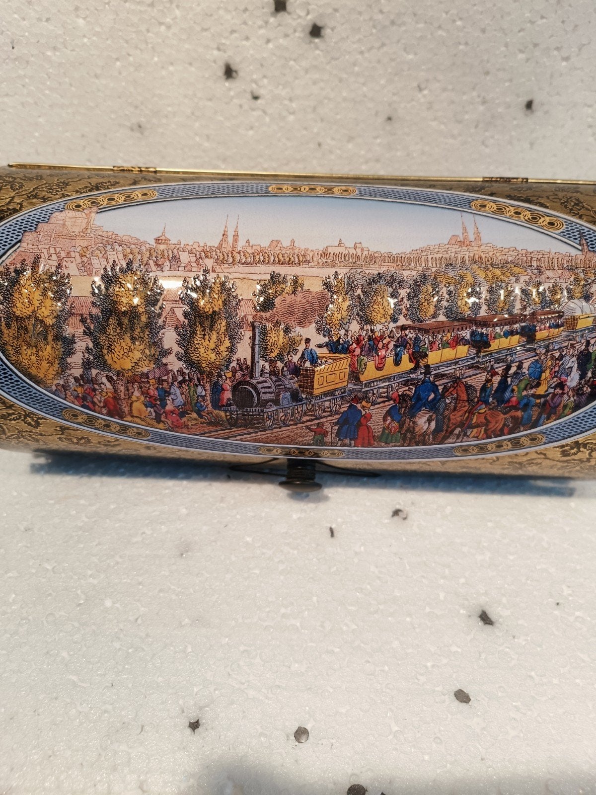 Vintage E. Otto Schmidt Koekblik - Stoomtrein & Stadsgezicht, Ophalen of Verzenden