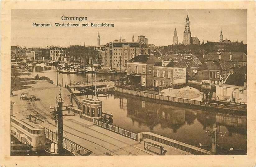 377-028-031 Groningen Westerhaven met Basculebrug, Verzenden, Voor 1920, Groningen