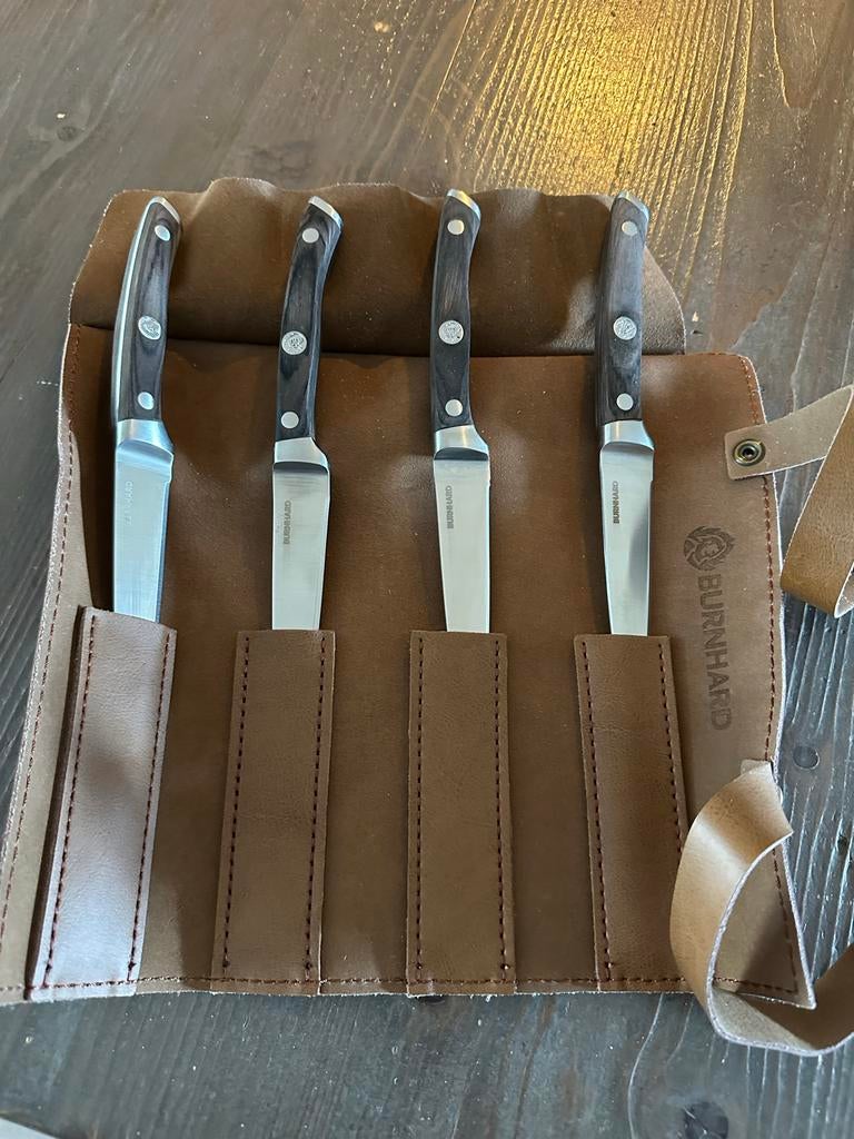 Burnhard steakmessen 4 stuks nieuw, Ophalen of Verzenden, Nieuw, Rvs of Chroom, Bestekset