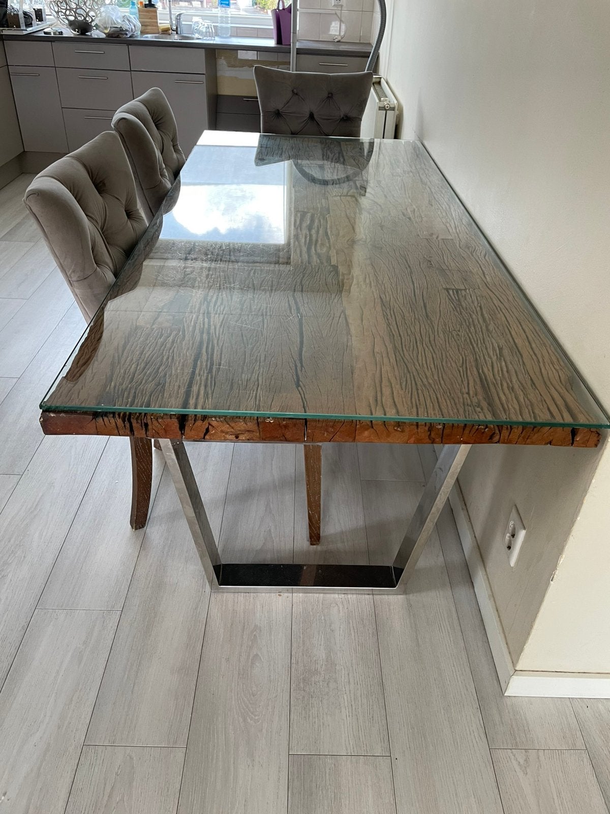 Kare Design Rustico eettafel masief houten blad, Huis en Inrichting, Tafels | Eettafels, Ophalen, 200 cm of meer, 50 tot 100 cm