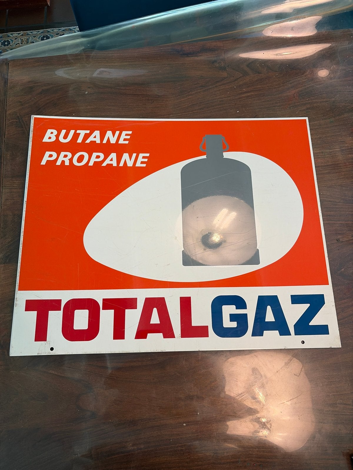 Vintage Totalgaz Butaan Propaan Reclamebord, Ophalen of Verzenden, Gebruikt, Reclamebord