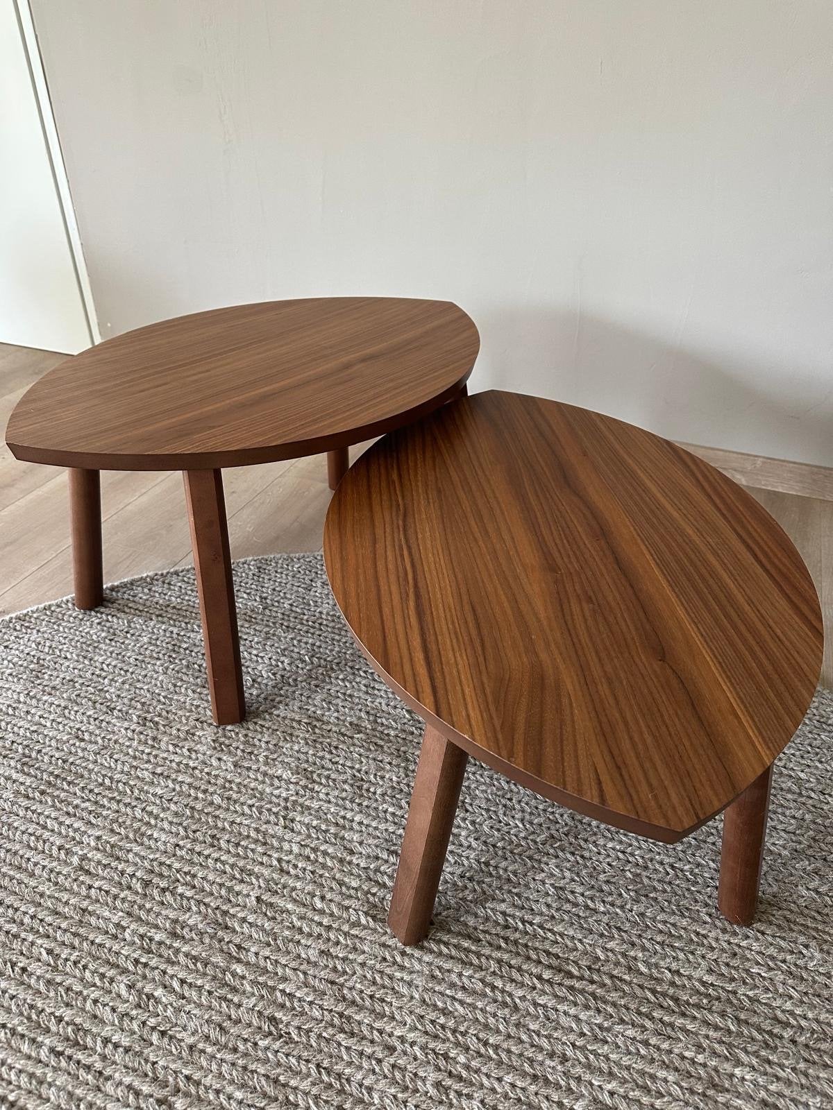 IKEA Stockholm bijzettafel set van 2 - Walnoot, Minder dan 45 cm, Gebruikt, Ovaal, Hout