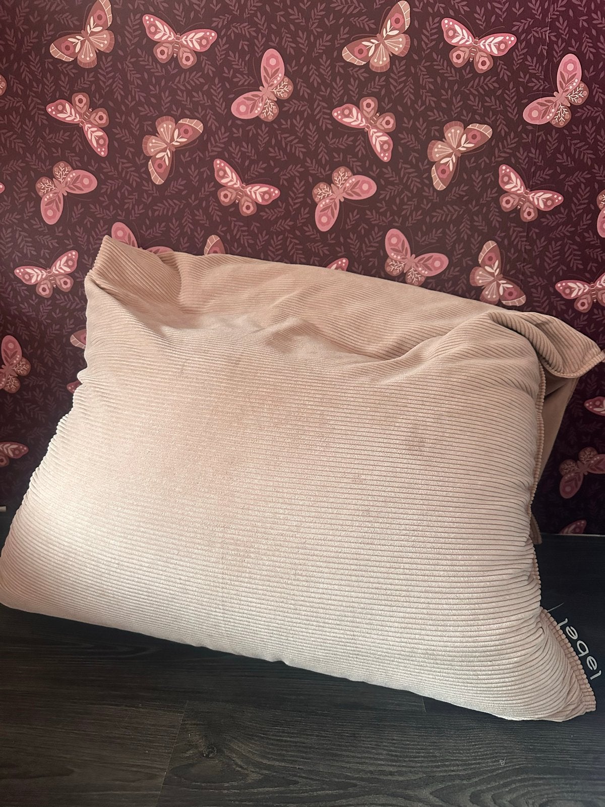 Label Roze ribfluwelen zitzak - Comfortabel en stijlvol, Ophalen, Gebruikt, Roze, Zitzak