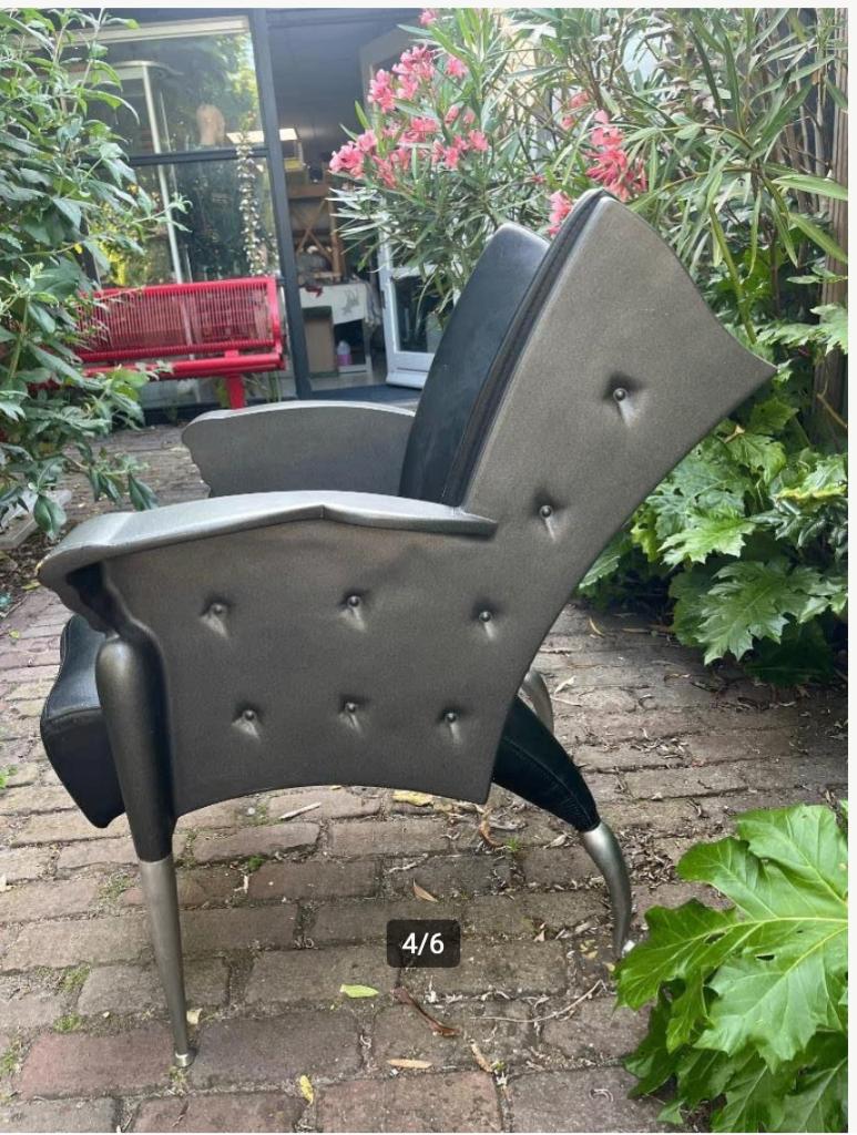Borsek Sipek Maletak fauteuil, Memphis Design Vintage, Ophalen, Gebruikt, Metaal, 75 tot 100 cm