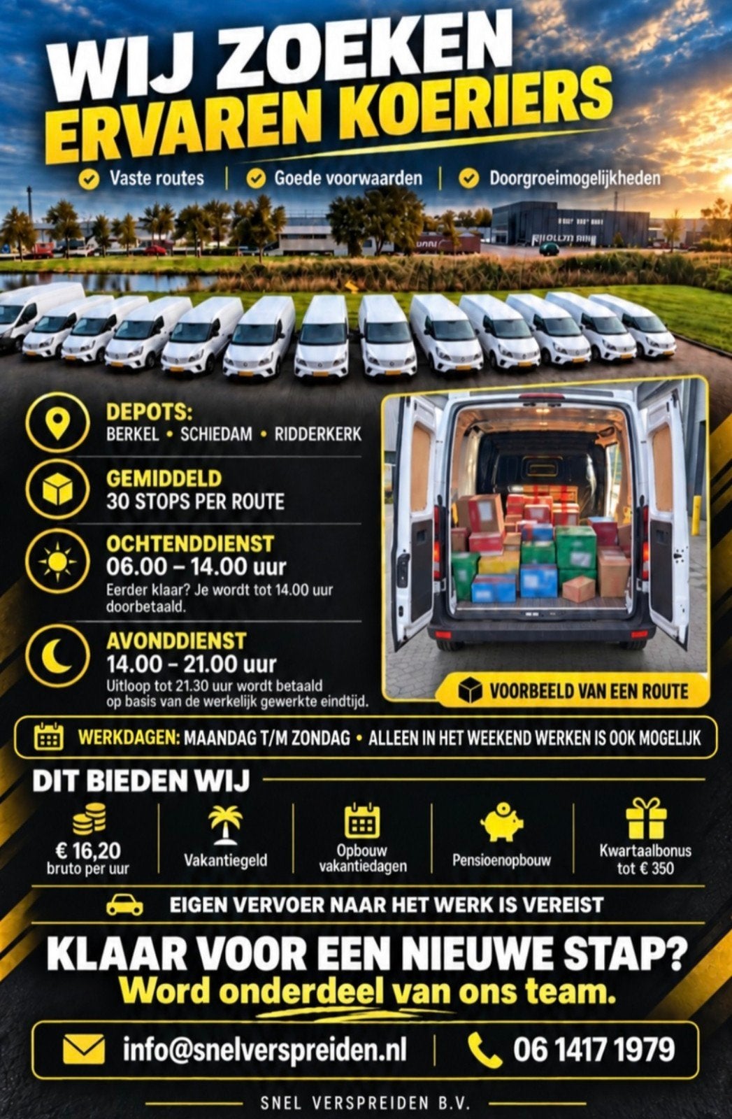 koeriers gezocht Berkel Schiedam Bleiswijk, Vacatures, 33 - 40 uur