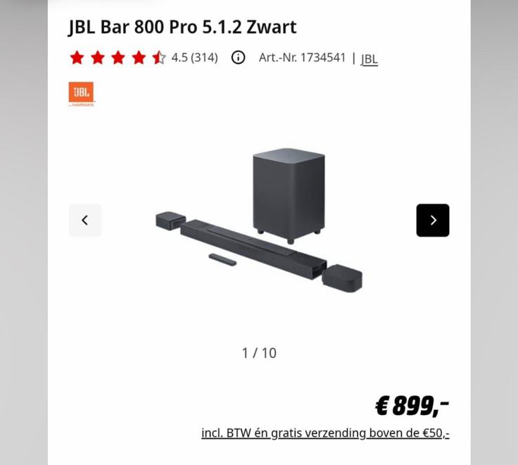 Soundbar jbl 800pro, Audio, Tv en Foto, Soundbars, Ophalen of Verzenden, Zo goed als nieuw