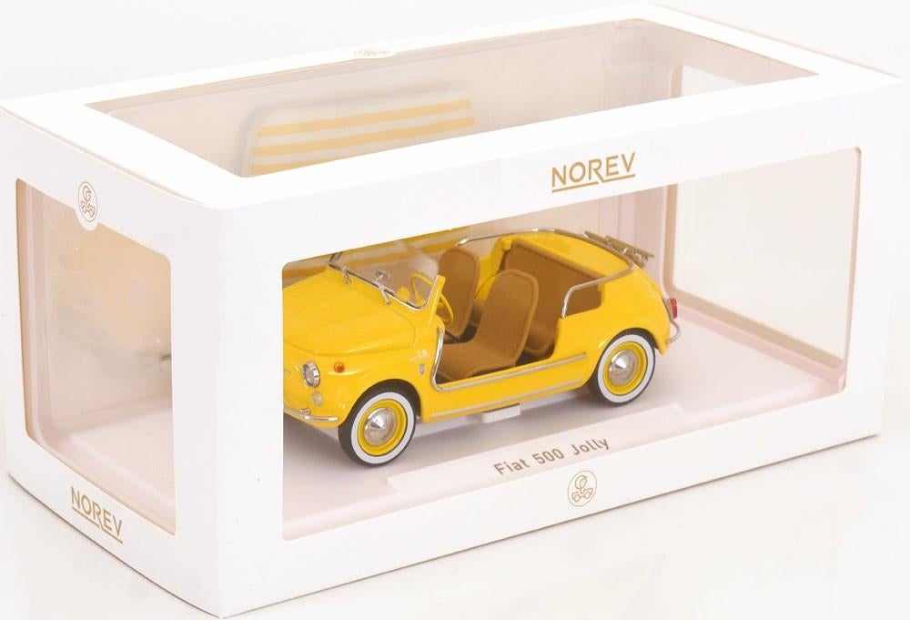 JSN Norev 1:18 Fiat 500 Jolly 1965 Yellow, Hobby en Vrije tijd, Modelauto's | 1:18, -, Nieuw, Norev, Ophalen of Verzenden