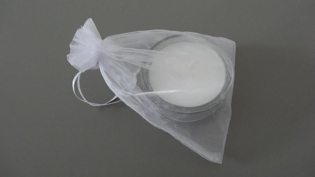 kaarsje theelichtje in glazen bakje en zakje nieuw 7 cm new, Overige materialen, Nieuw, Ophalen of Verzenden, Kandelaar