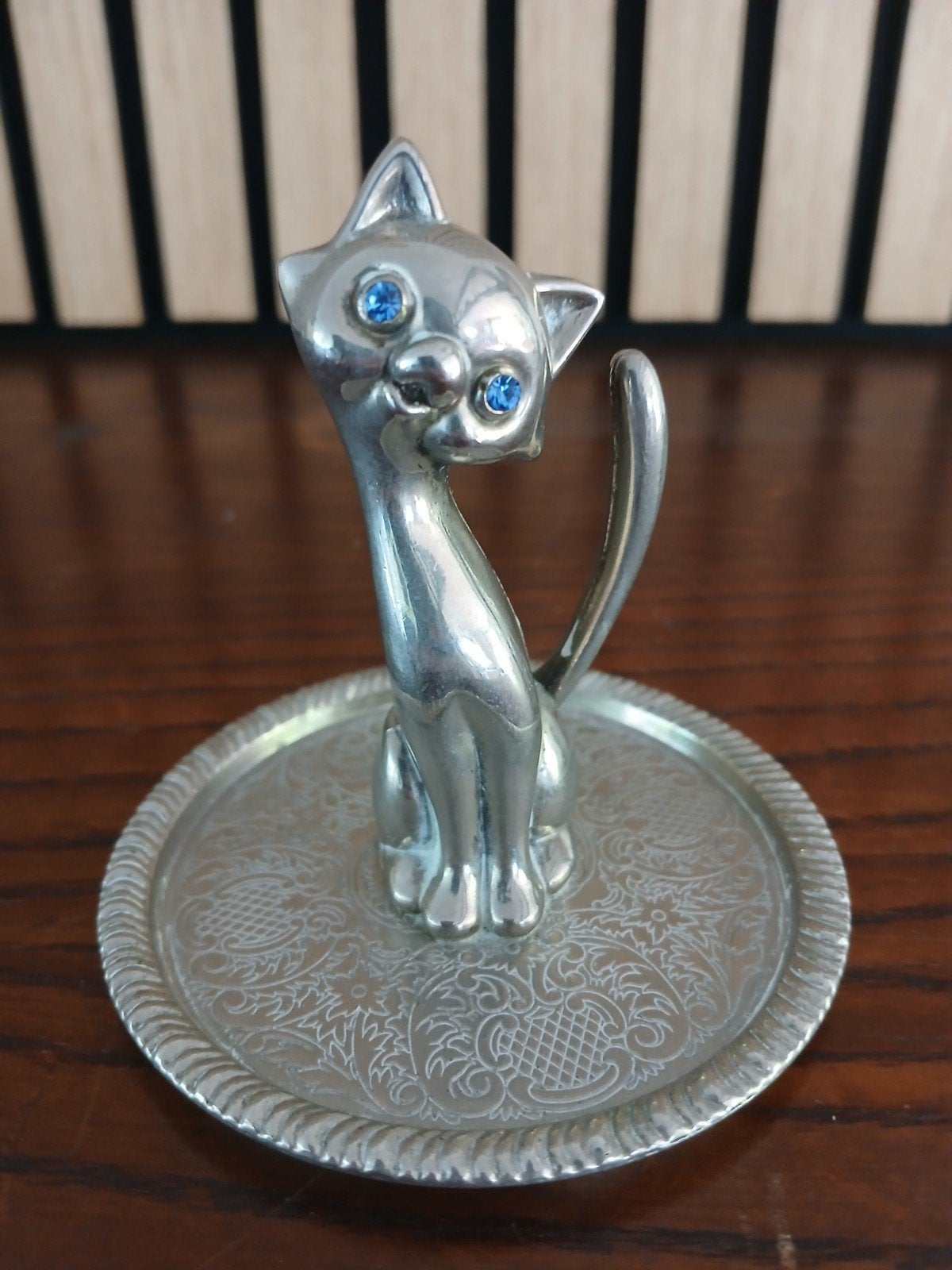 Vintage Kat Ringhouder - Zink Legering Zilver, Ophalen of Verzenden