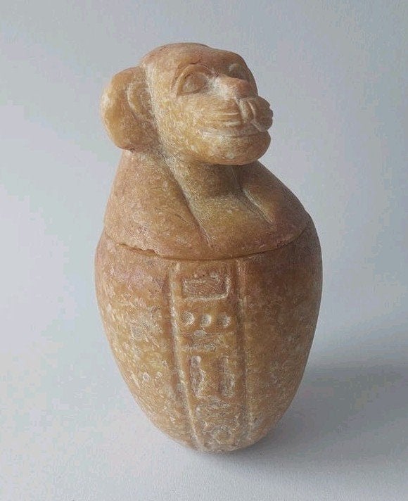 Canopic jar made of yellow granite, Ophalen of Verzenden