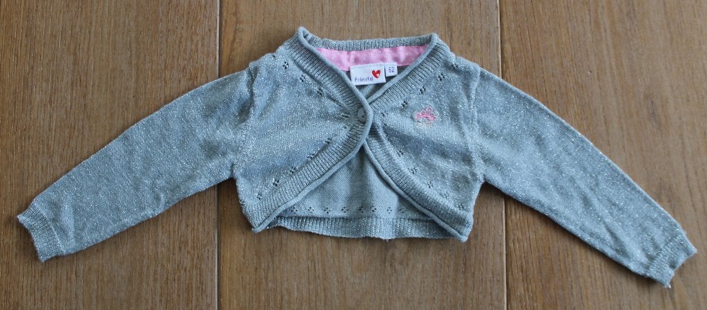 Zilveren bolero van Prenatal 62, Kinderen en Baby's, Gebruikt, Ophalen of Verzenden, Prenatal, Truitje of Vestje