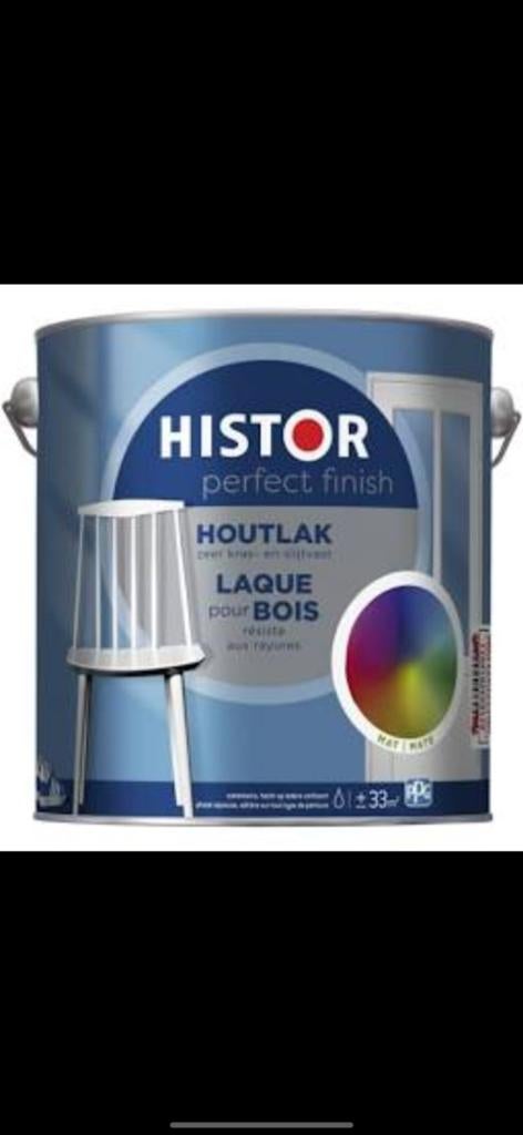 Histor houtlak mat Ral9010 2,5L, Ophalen of Verzenden, Nieuw, Wit