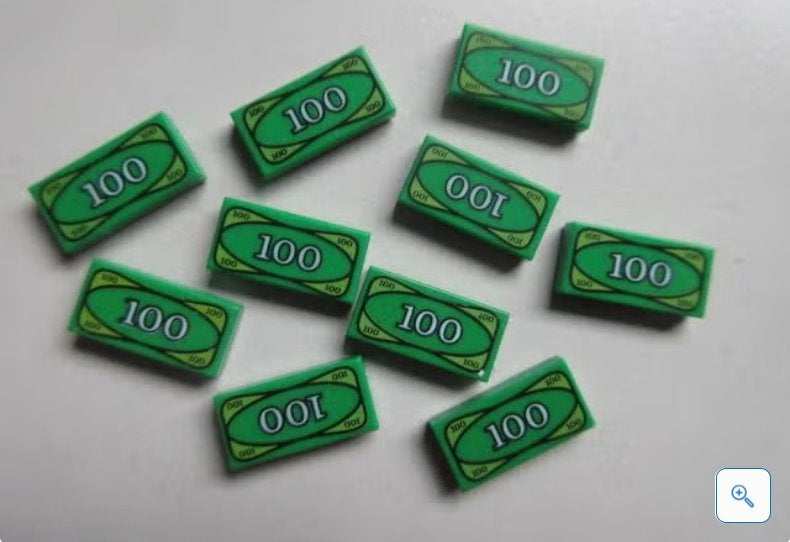 nr. 9297, 10 Tegels 1x2 , geld, bankbiljet., Ophalen of Verzenden, Zo goed als nieuw, Complete set, Lego