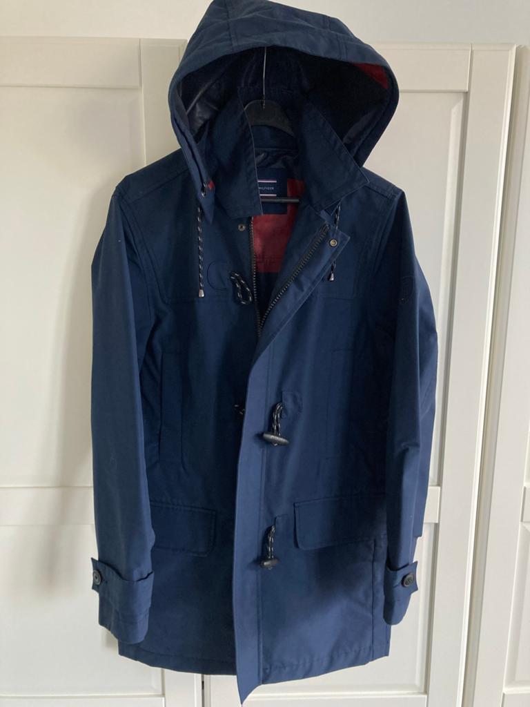 Tommy Hilfiger Duffle Coat - Donkerblauw, Waterdicht, Maat M, Kleding | Heren, Ophalen of Verzenden, Zo goed als nieuw, Maat 48/50 (M)