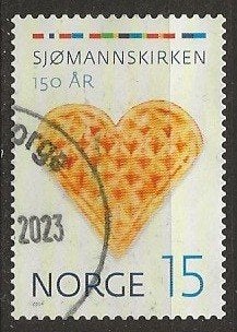 Noorwegen 33, wafel hartje, Verzenden, Noorwegen, Gestempeld