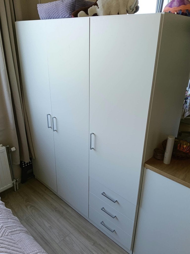Kledingkast FANDRUP 145x176x48 wit, Huis en Inrichting, Kasten | Kledingkasten, Ophalen, 100 tot 150 cm, 150 tot 200 cm, 25 tot 50 cm