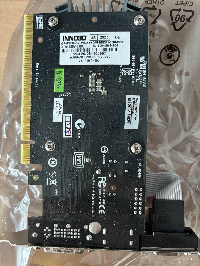 N710-1SDV-E3BX VGA Inno3D GT710 2GB DDR3, Computers en Software, GDDR3, HDMI, Nieuw, Ophalen of Verzenden