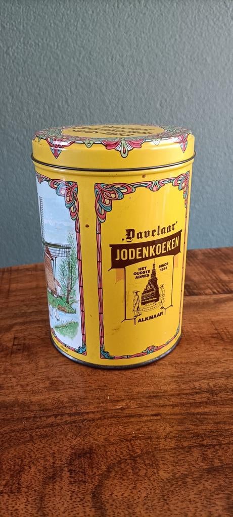 Vintage Davelaar Jodenkoeken blik met molens - Alkmaar, Ophalen of Verzenden
