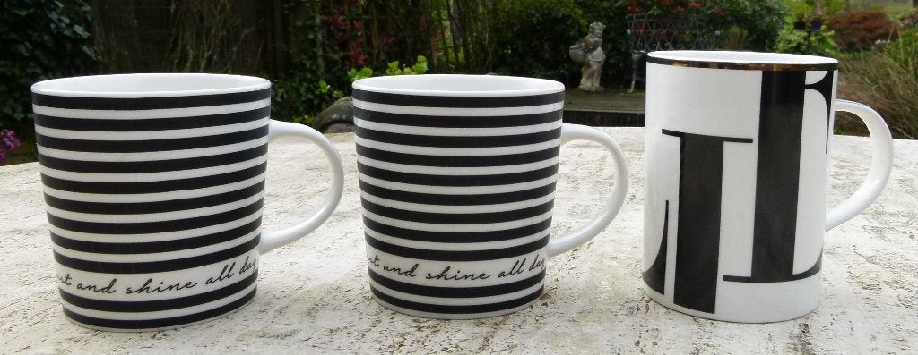 3 x ELLE HOME Mok Eat Diamonds for Breakfest Shine All Day, Overige merken, Nieuw, Modern, Porselein