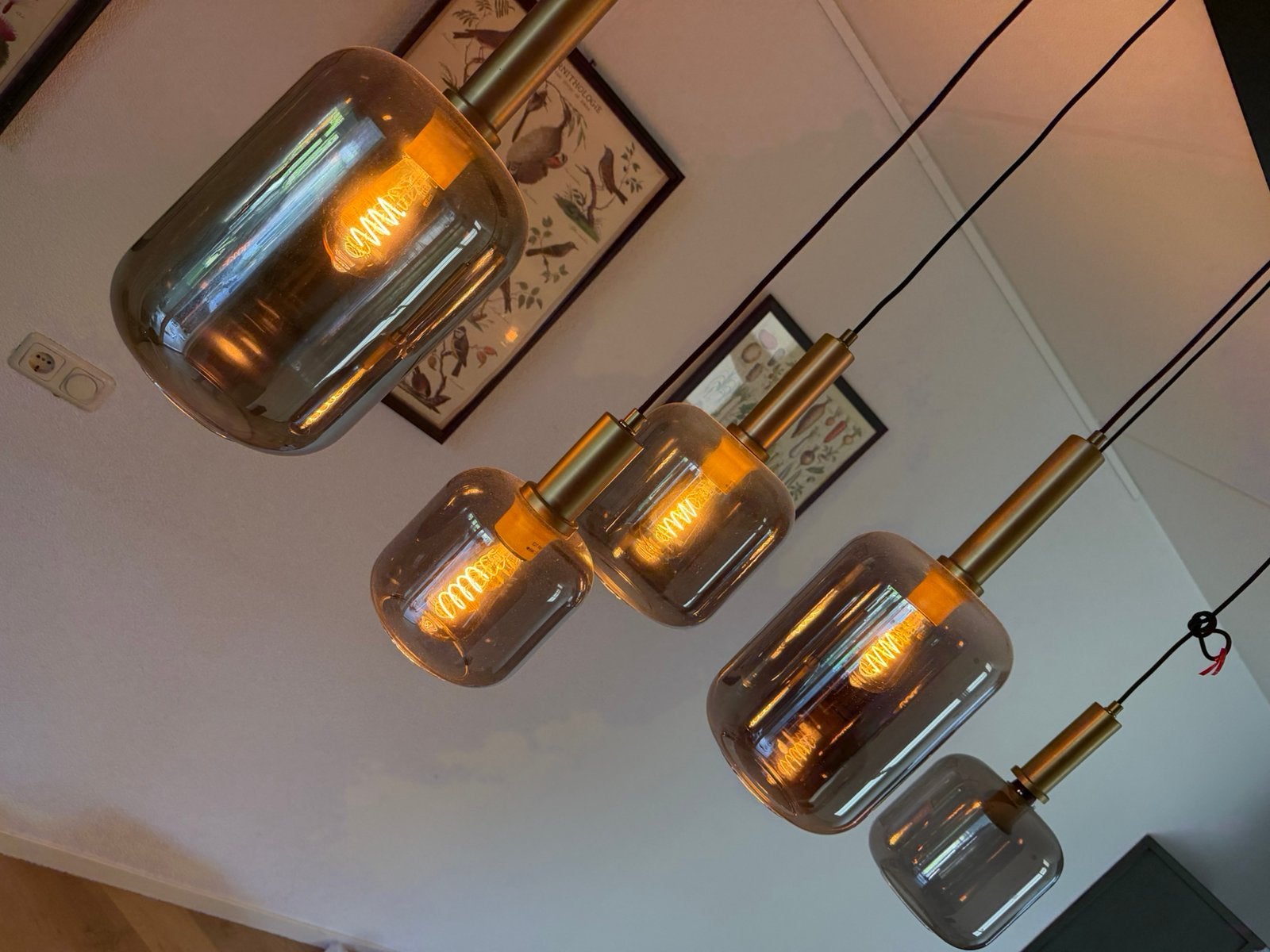Hanglampen Eettafel Luside Joanet gerookt glas, Ophalen, Gebruikt, Glas